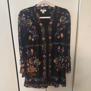 Anthropologie Orange Tan 3/4 Sleeve Blouse